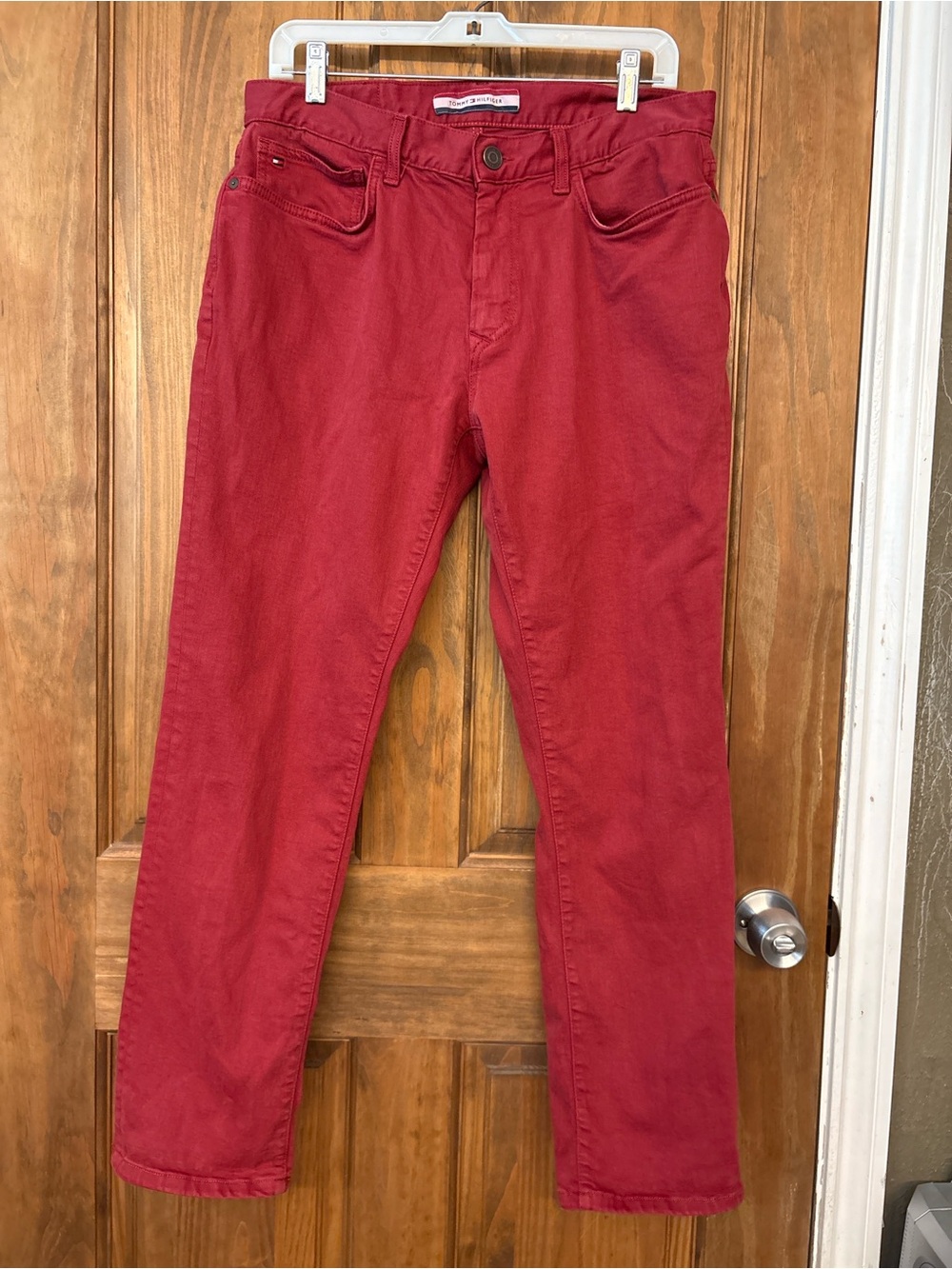 Tommy Hilfiger Straight Leg brick Red Denim Jeans Men’s 32x30 Stretch Cotton